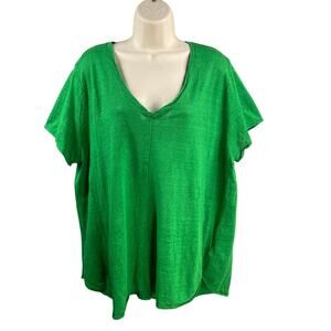 Tahari 100% Linen Tee Womens 1X Plus Size Lightweight Gauzy Beachy